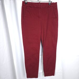 J Crew Womens 2 30x26 Red Burgundy Straight‎ Leg Mercantile Ankle Cropped Pants